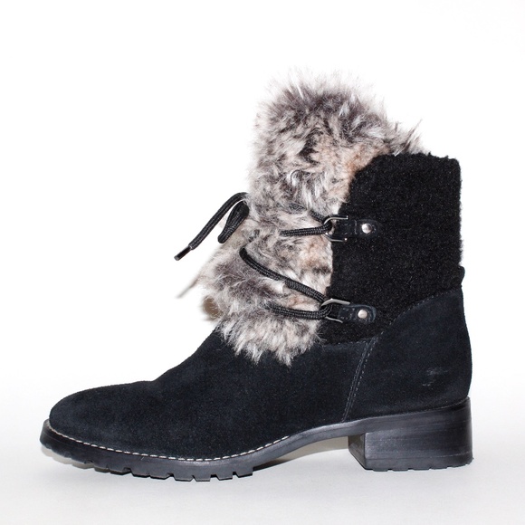 Talbots Tish Faux-Fur Ankle Boots in Black - Picture 3 of 15